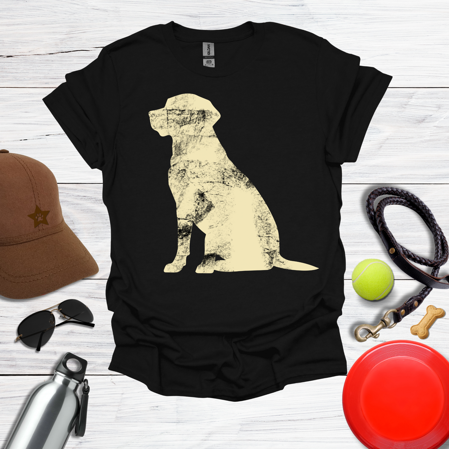 Grunge Labrador Silhouette T-Shirt