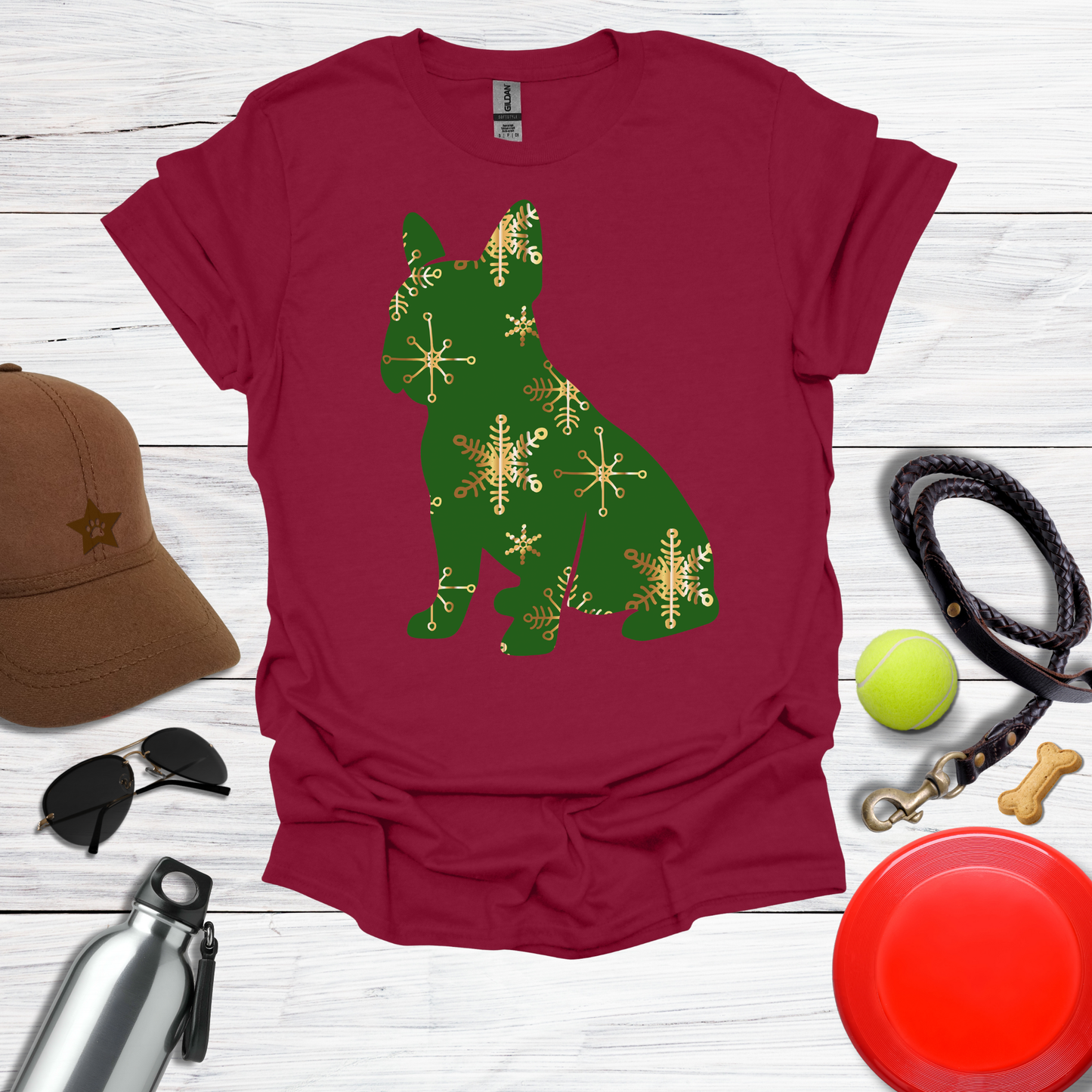Green Snowflake Holiday Dog T-Shirt