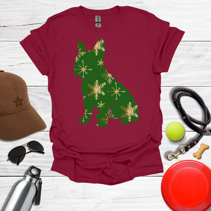Green Snowflake Holiday Dog T-Shirt