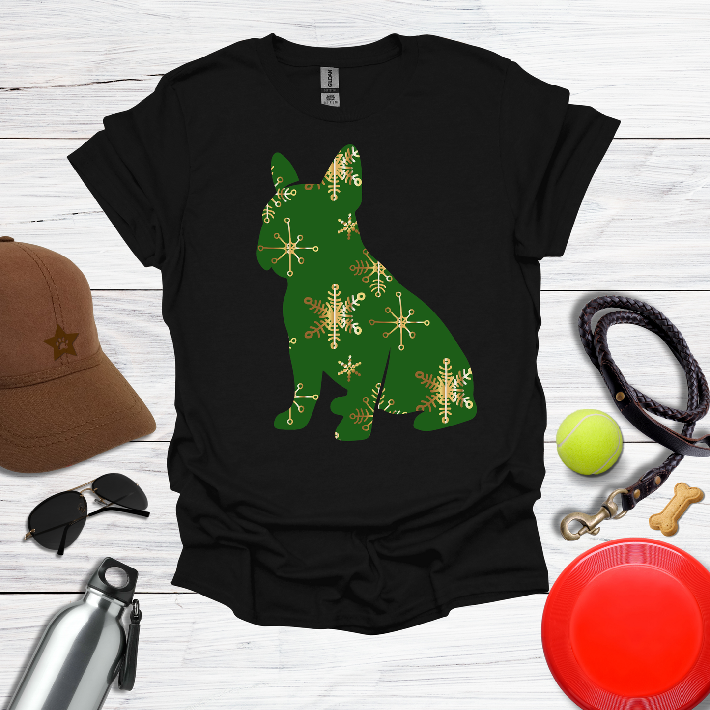 Green Snowflake Holiday Dog T-Shirt