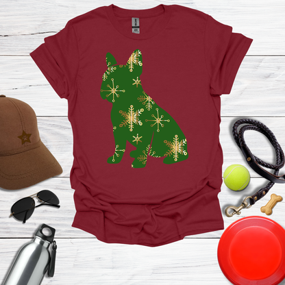 Green Snowflake Holiday Dog T-Shirt