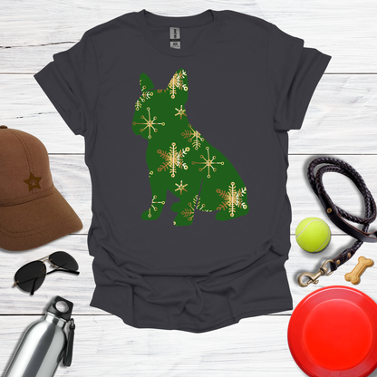 Green Snowflake Holiday Dog T-Shirt