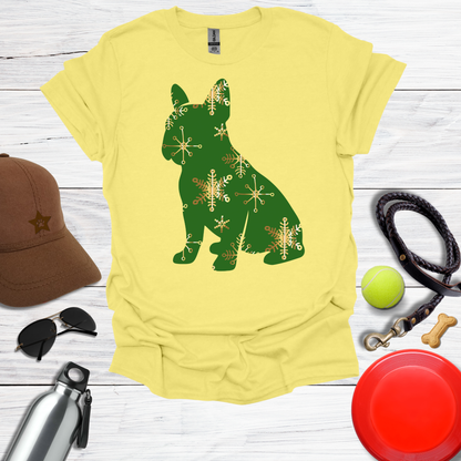Green Snowflake Holiday Dog T-Shirt