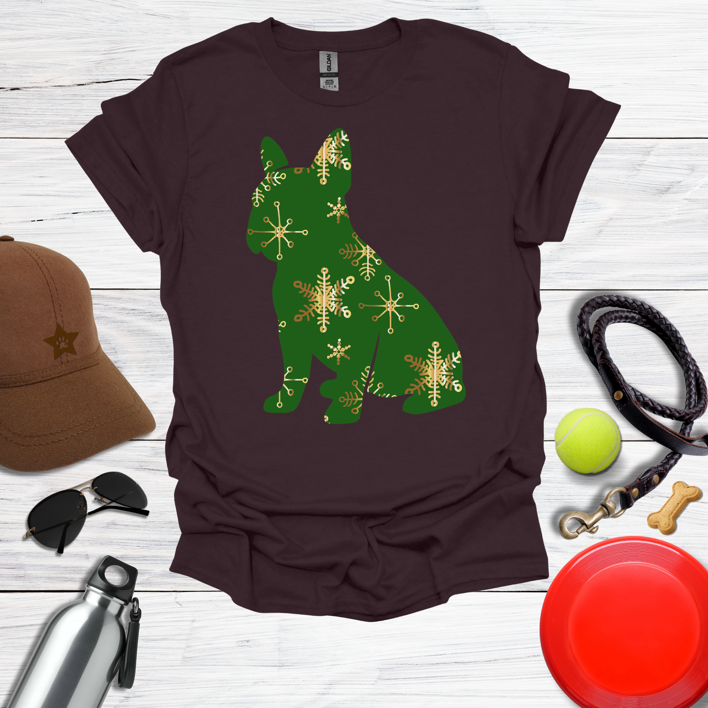 Green Snowflake Holiday Dog T-Shirt