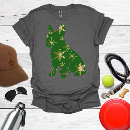 Green Snowflake Holiday Dog T-Shirt