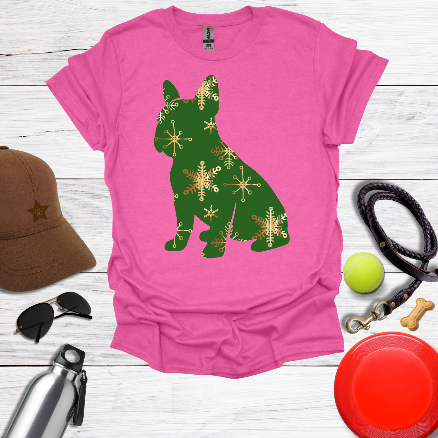Green Snowflake Holiday Dog T-Shirt