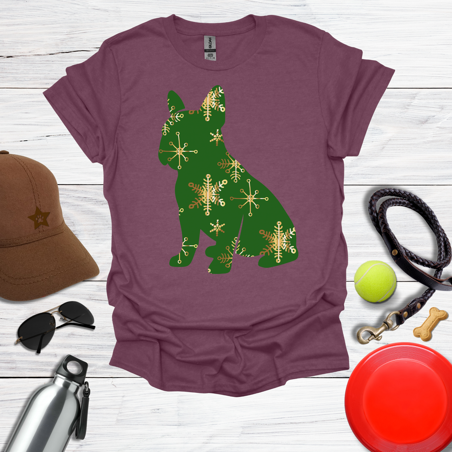 Green Snowflake Holiday Dog T-Shirt