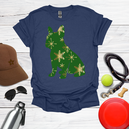 Green Snowflake Holiday Dog T-Shirt