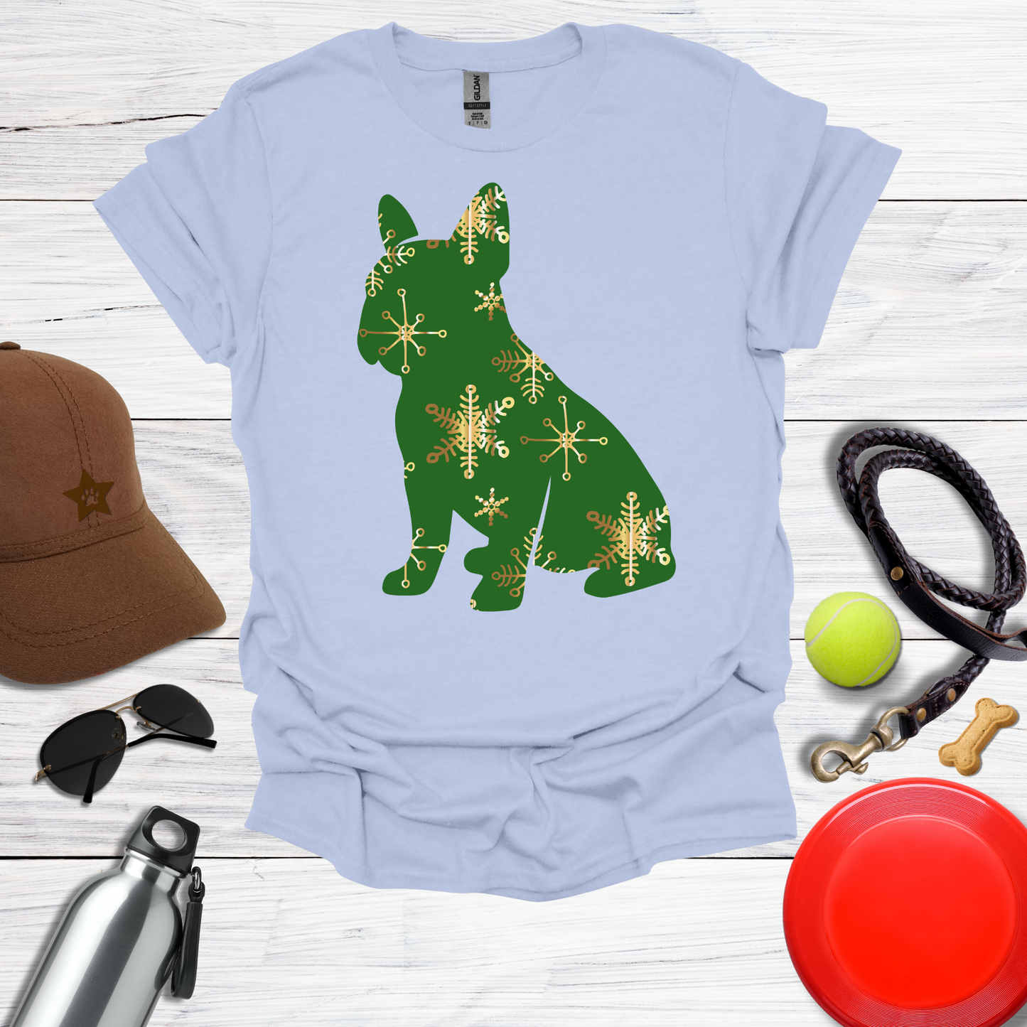 Green Snowflake Holiday Dog T-Shirt