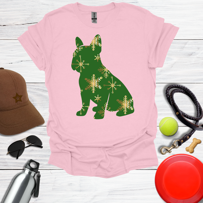 Green Snowflake Holiday Dog T-Shirt
