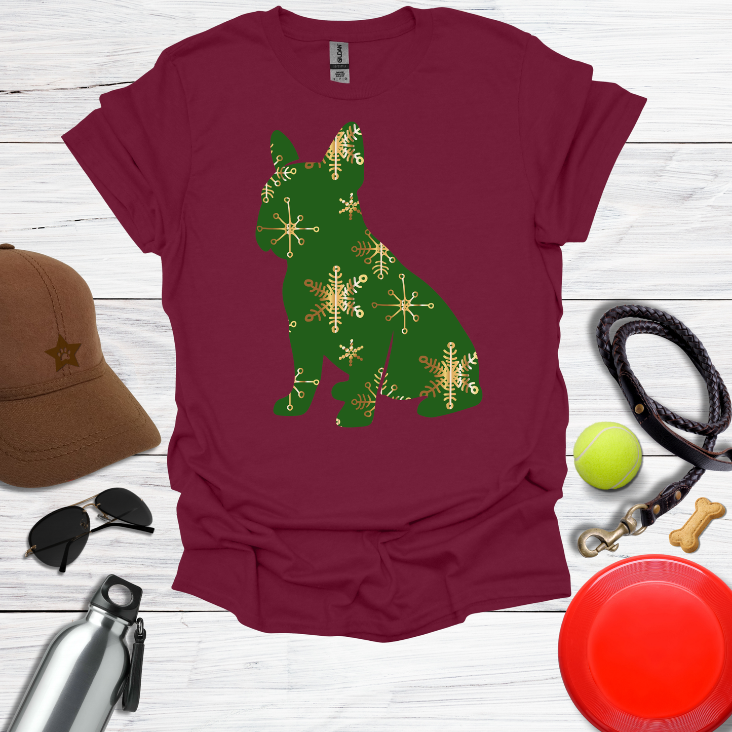 Green Snowflake Holiday Dog T-Shirt