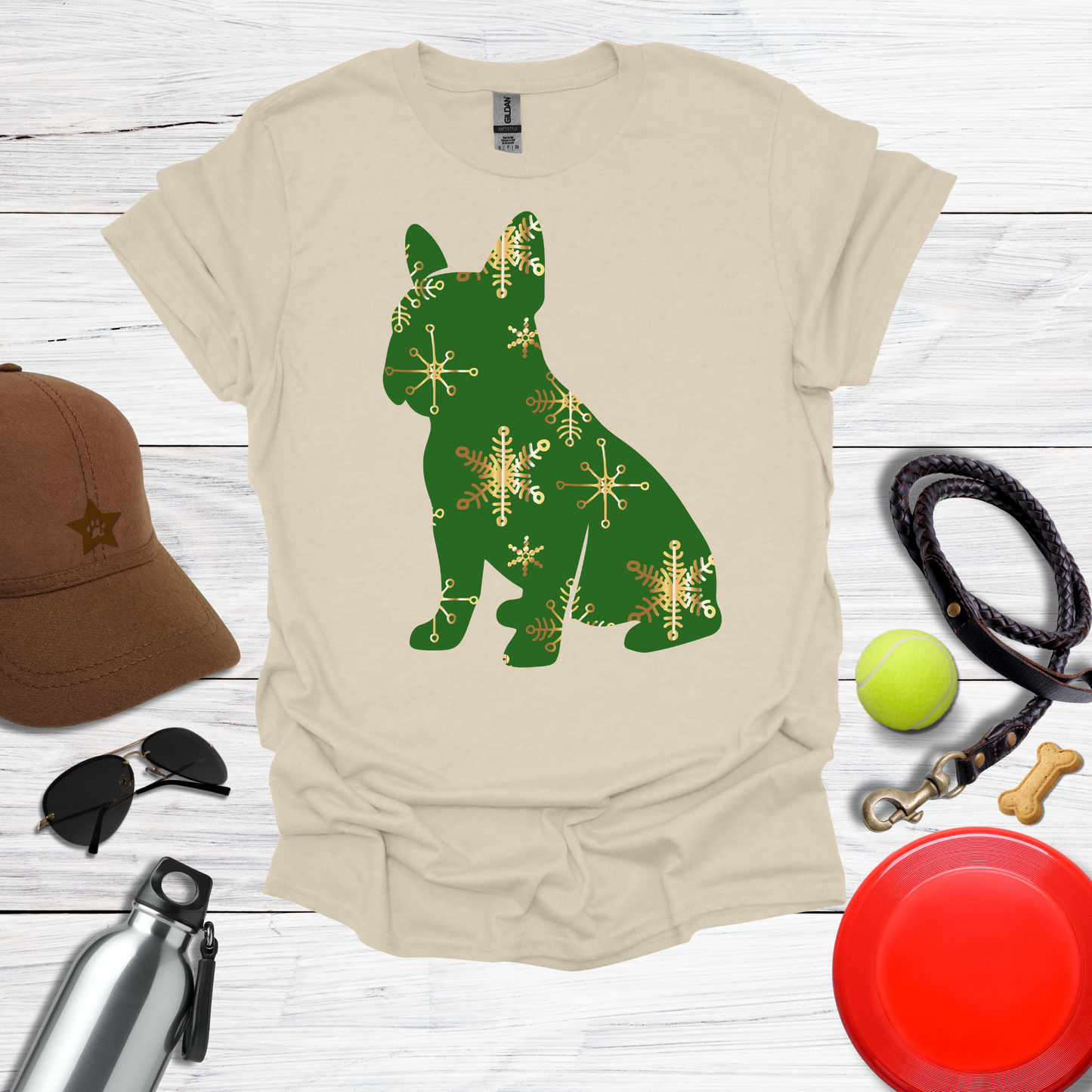 Green Snowflake Holiday Dog T-Shirt