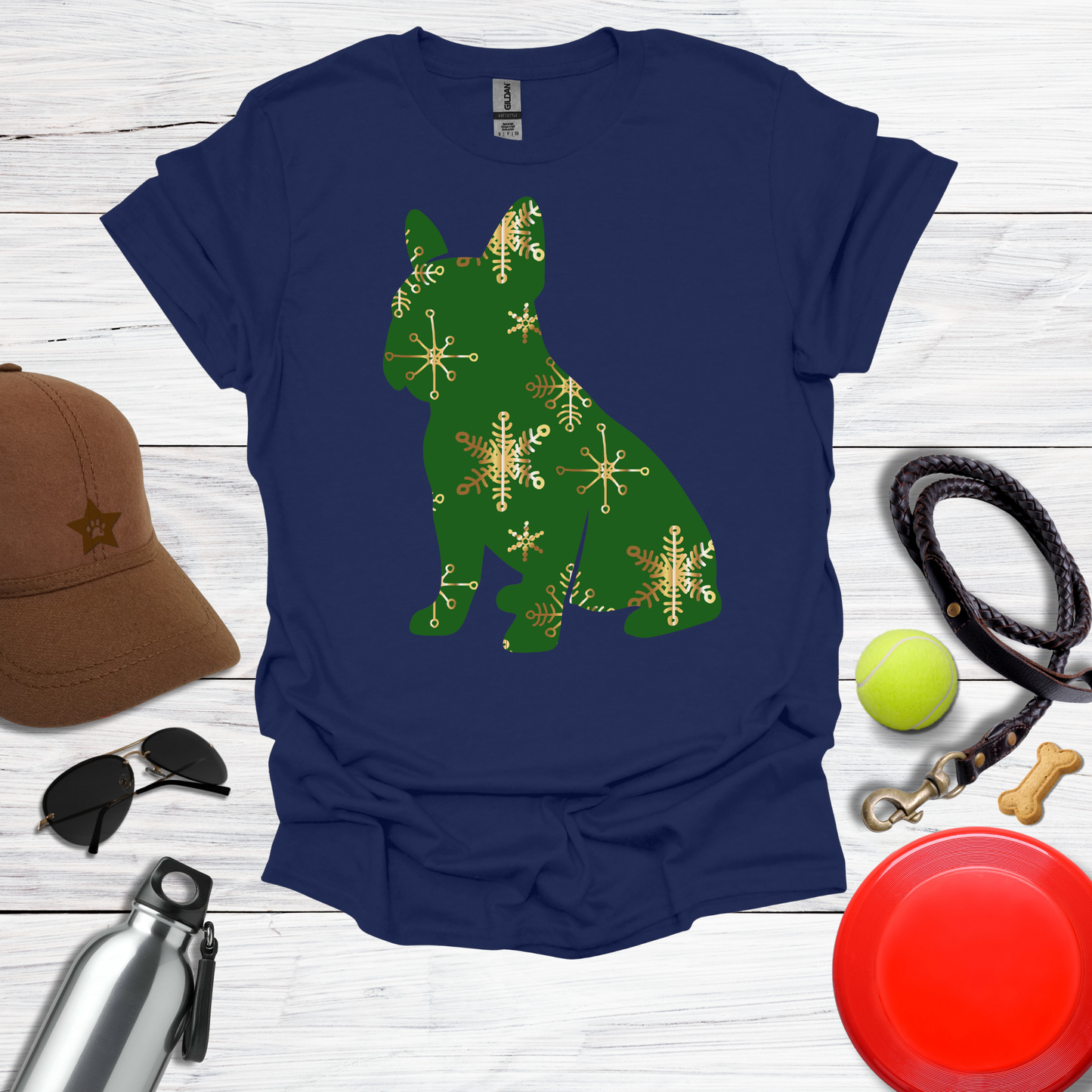 Green Snowflake Holiday Dog T-Shirt