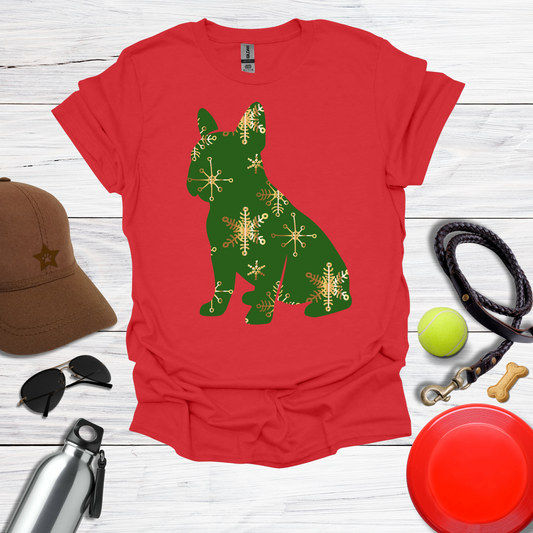 Green Snowflake Holiday Dog T-Shirt
