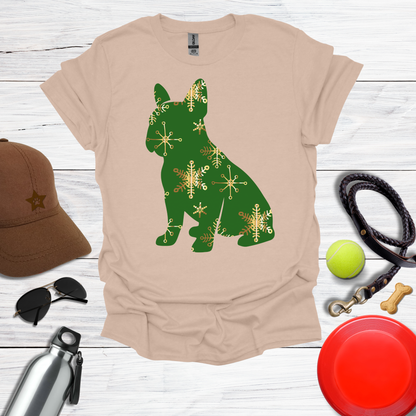 Green Snowflake Holiday Dog T-Shirt