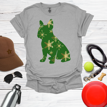 Green Snowflake Holiday Dog T-Shirt