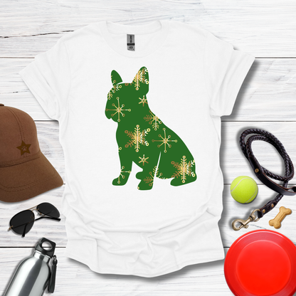 Green Snowflake Holiday Dog T-Shirt