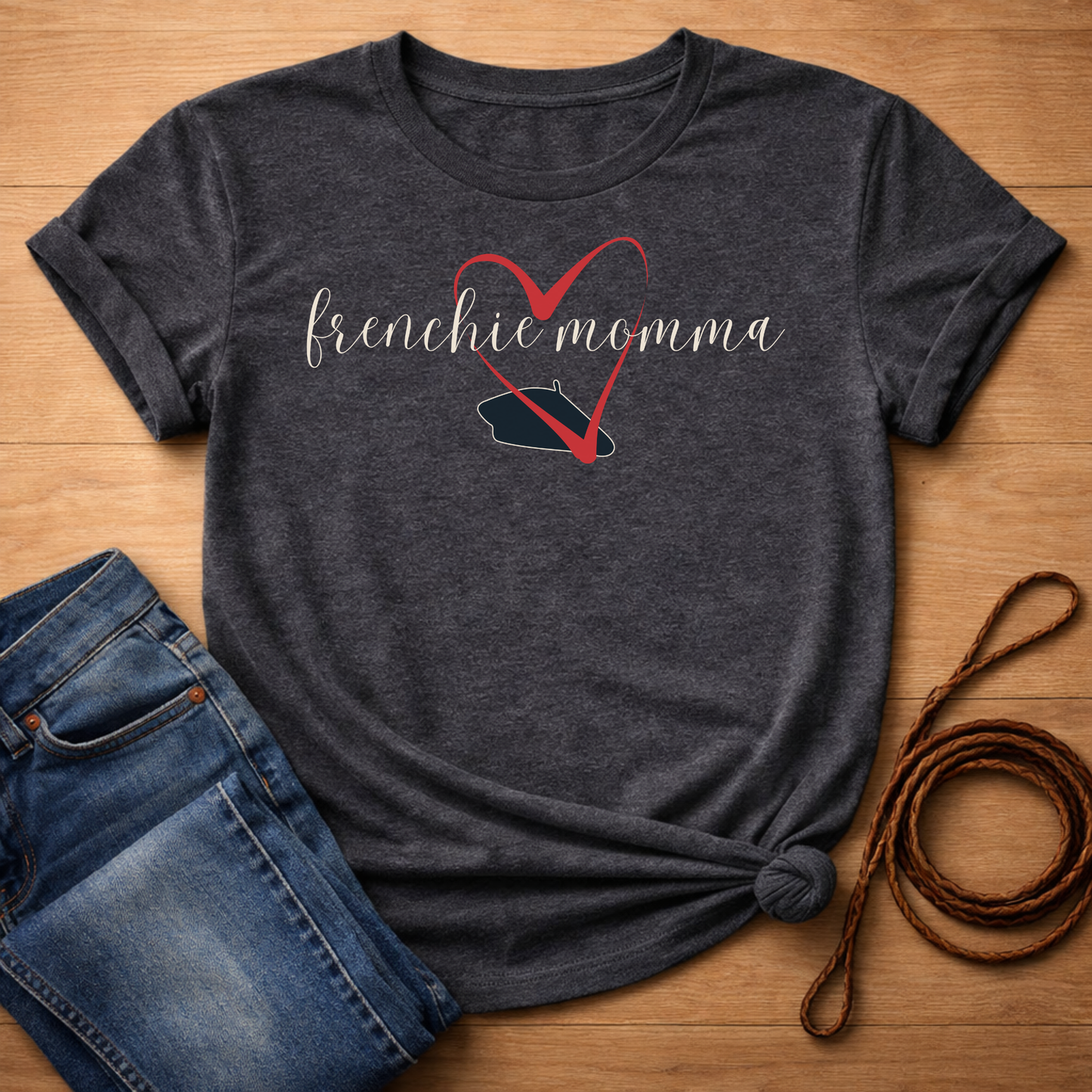 Frenchie Momma Heart & Beret