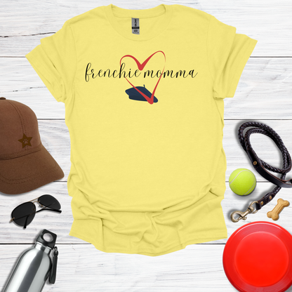 Frenchie Momma Beret & Big HeartGraphic T-Shirt