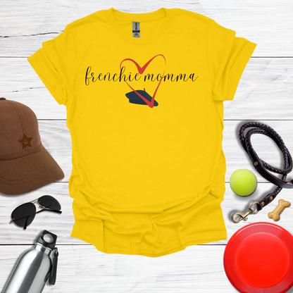 Frenchie Momma Beret & Big HeartGraphic T-Shirt