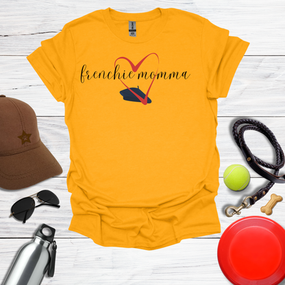 Frenchie Momma Beret & Big HeartGraphic T-Shirt