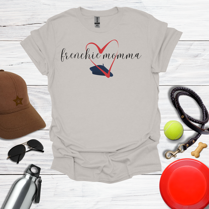 Frenchie Momma Beret & Big HeartGraphic T-Shirt