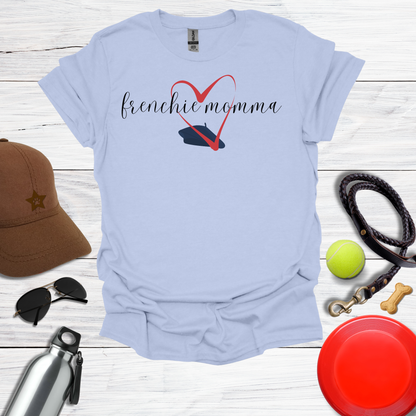 Frenchie Momma Beret & Big HeartGraphic T-Shirt