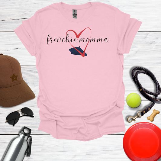 Frenchie Momma Beret & Big HeartGraphic T-Shirt