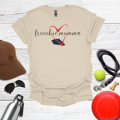 Frenchie Momma Beret & Big HeartGraphic T-Shirt