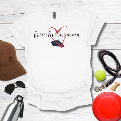Frenchie Momma Beret & Big HeartGraphic T-Shirt