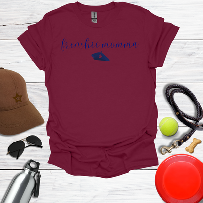 Frenchie Momma  with Beret and Paw Icon T-Shirt