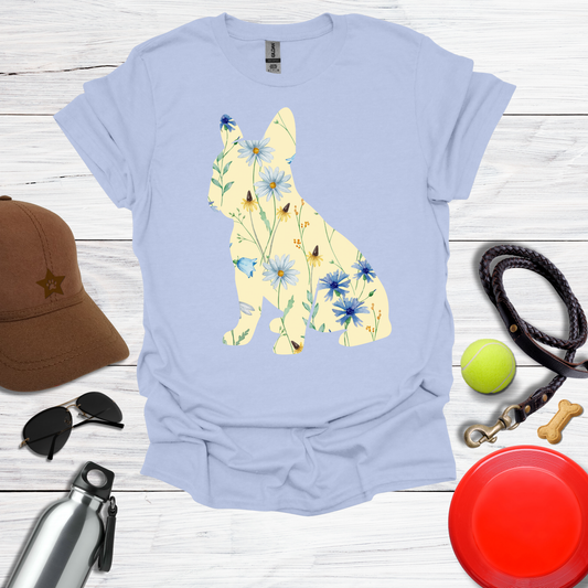 Yellow & Blue Botanical French Bulldog T-Shirt