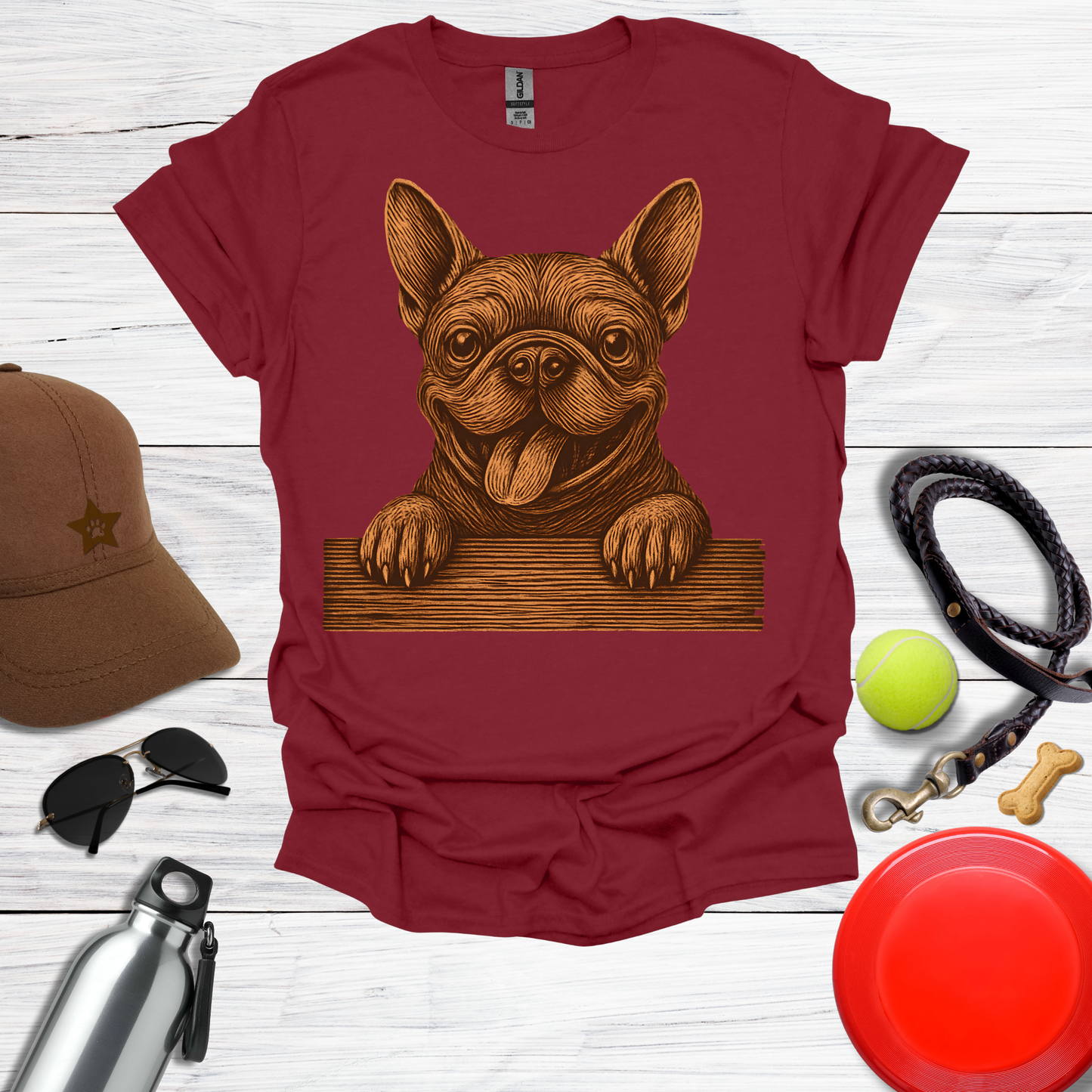 Happy French Bulldog Peek T-Shirt