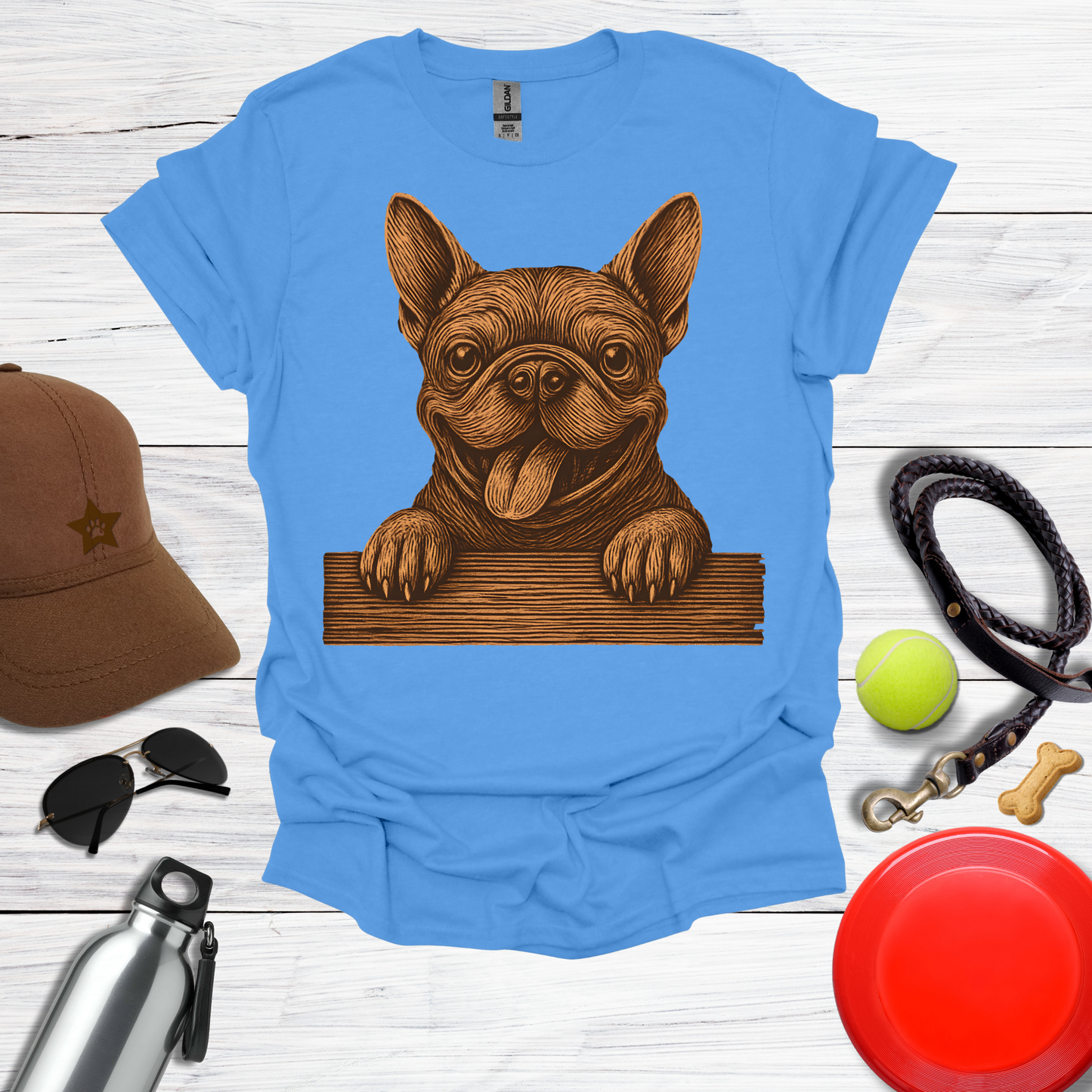 Happy French Bulldog Peek T-Shirt