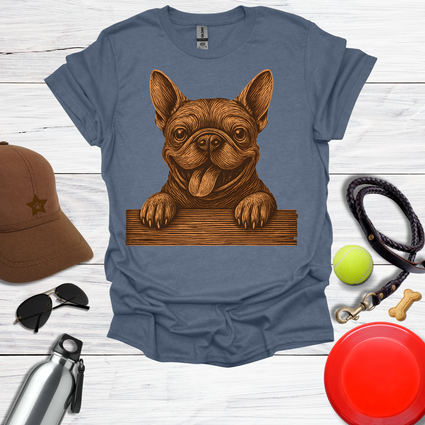 Happy French Bulldog Peek T-Shirt
