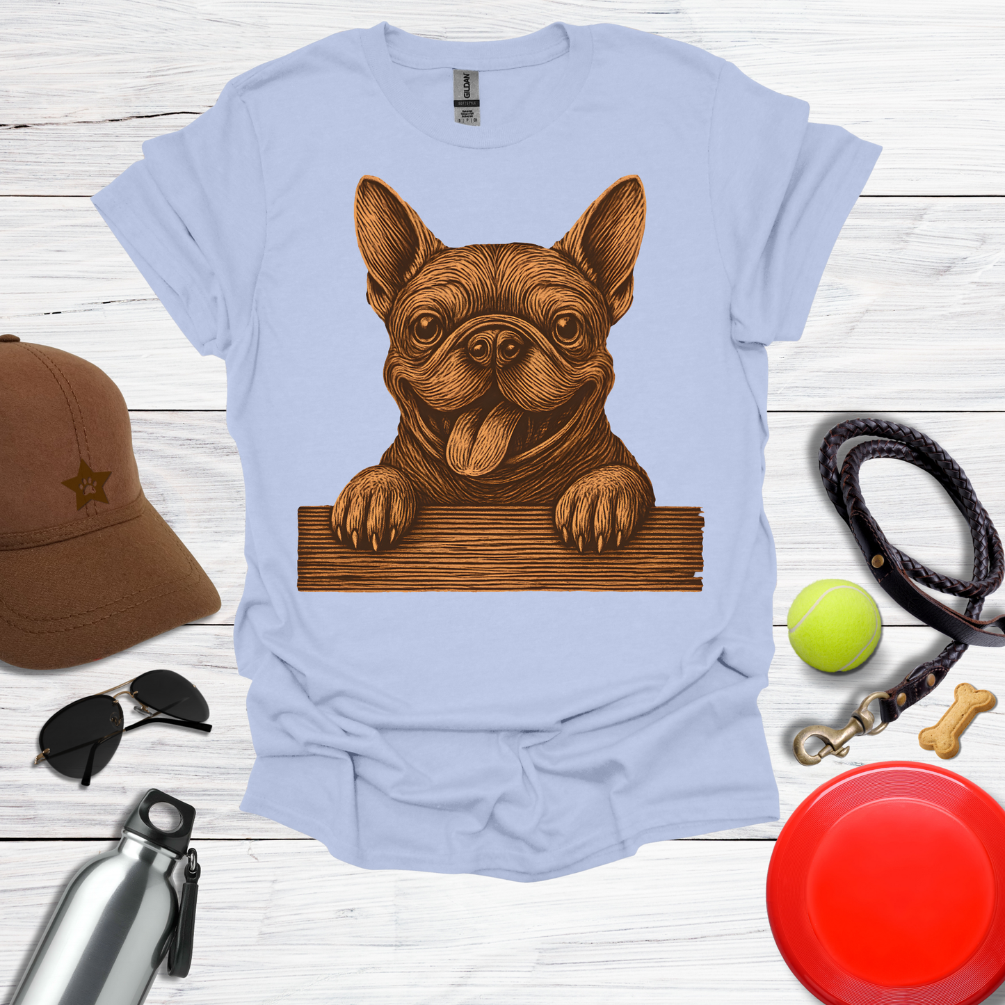 Happy French Bulldog Peek T-Shirt