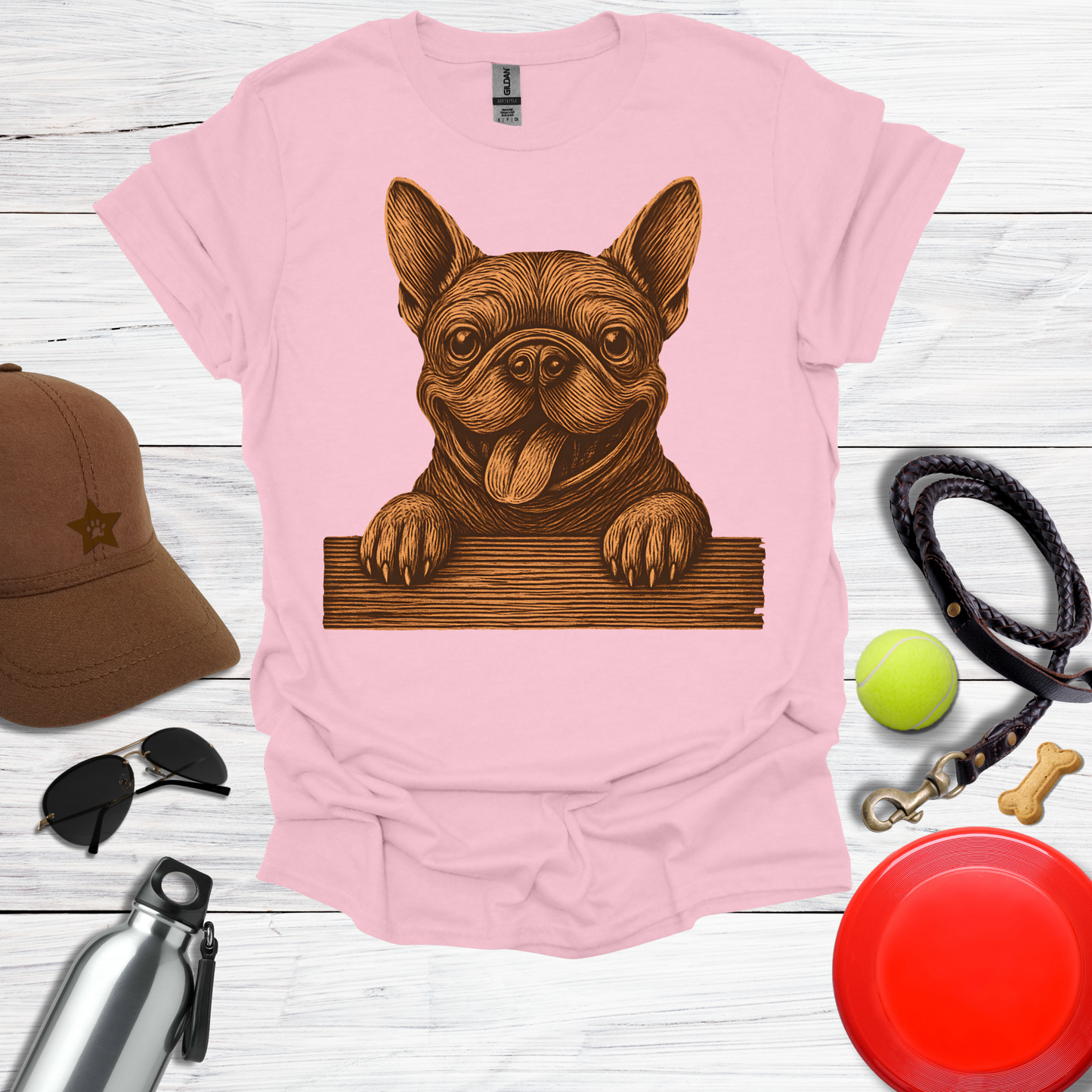 Happy French Bulldog Peek T-Shirt