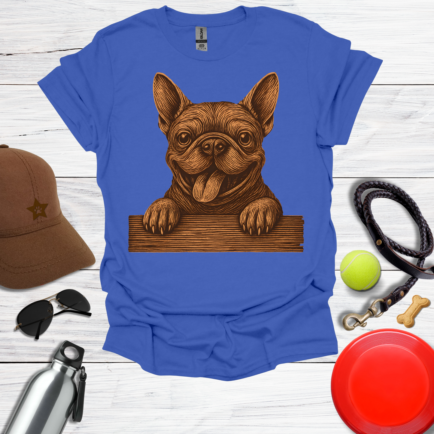Happy French Bulldog Peek T-Shirt