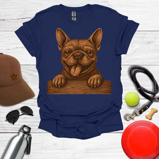 Happy French Bulldog Peek T-Shirt