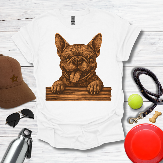 Happy French Bulldog Peek T-Shirt