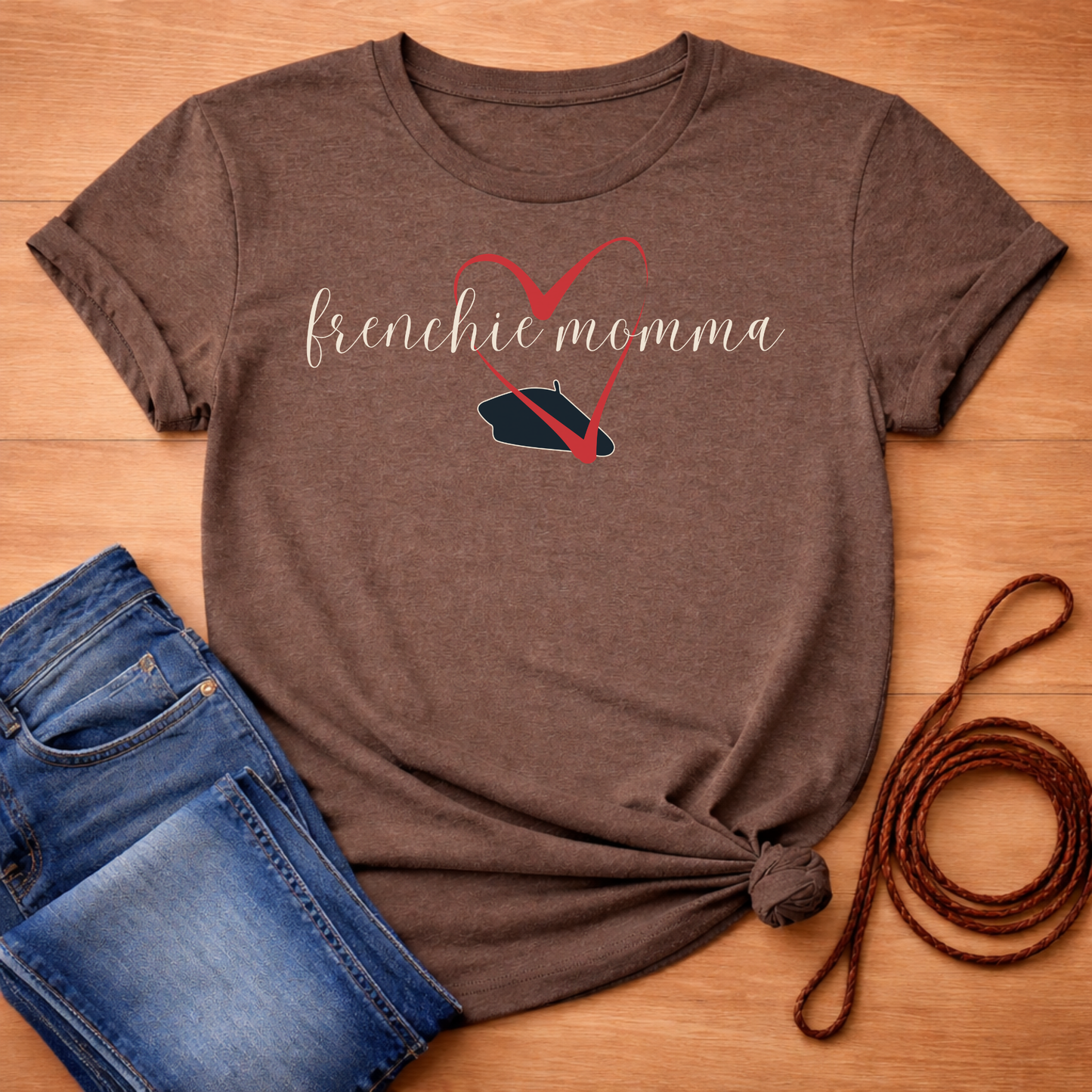 Frenchie Momma Heart & Beret