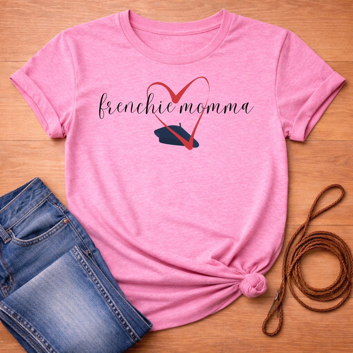 Frenchie Momma Heart & Beret