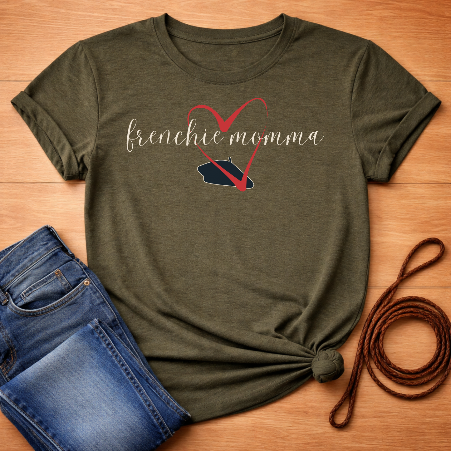 Frenchie Momma Heart & Beret