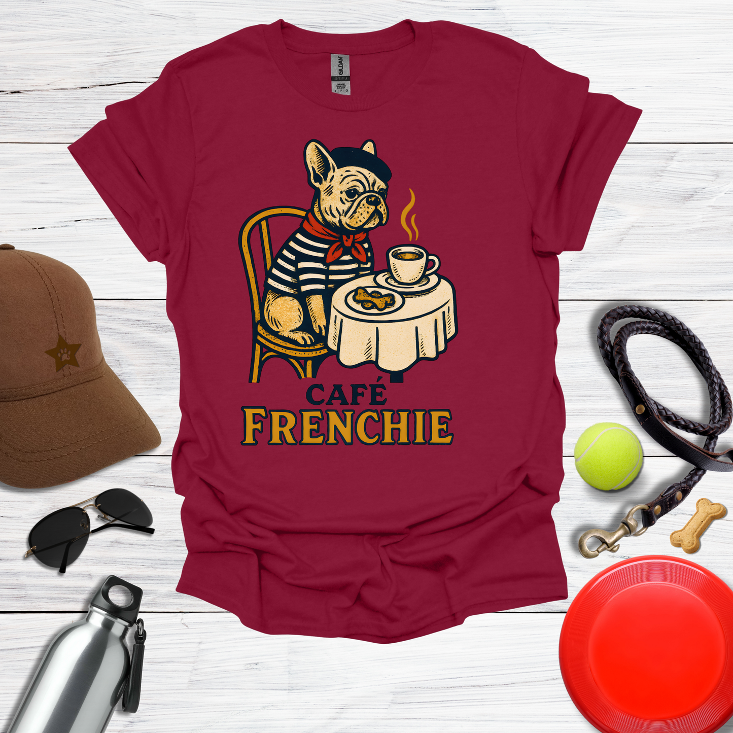 Vintage French Bulldog Café T-Shirt