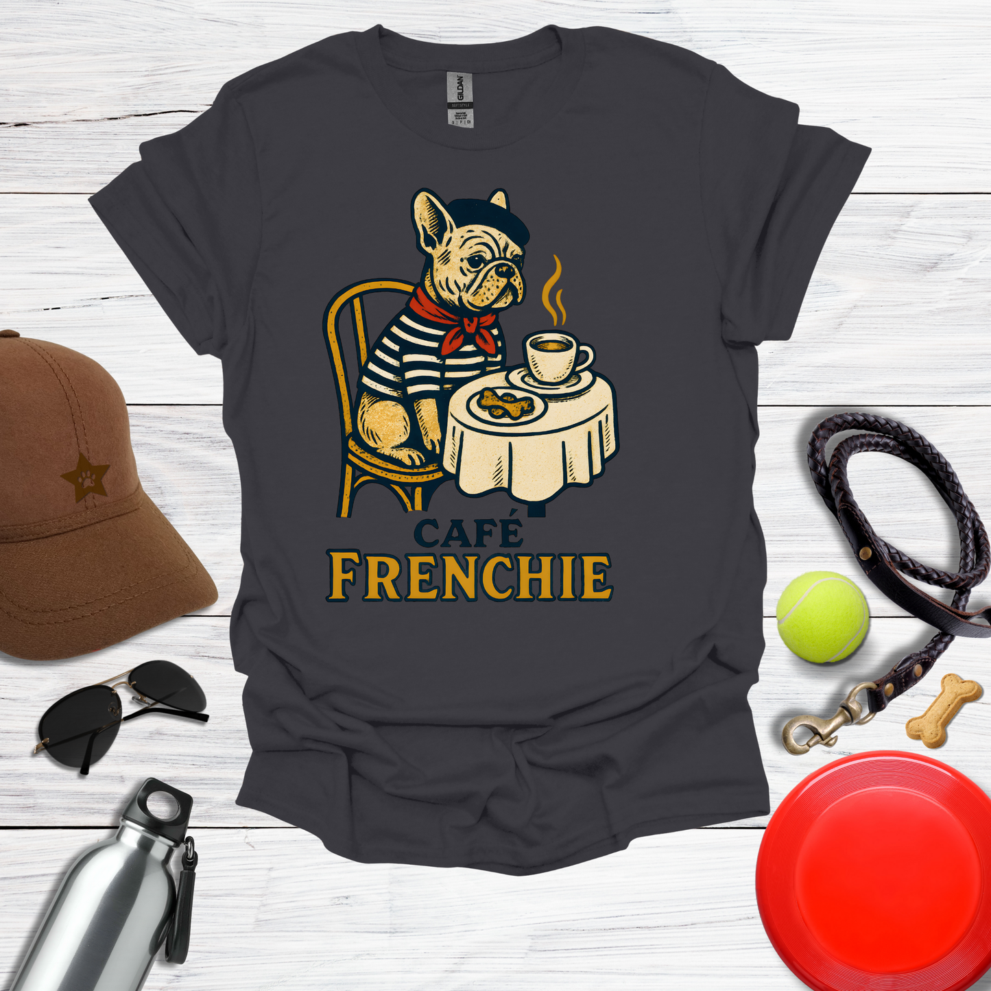 Vintage French Bulldog Café T-Shirt