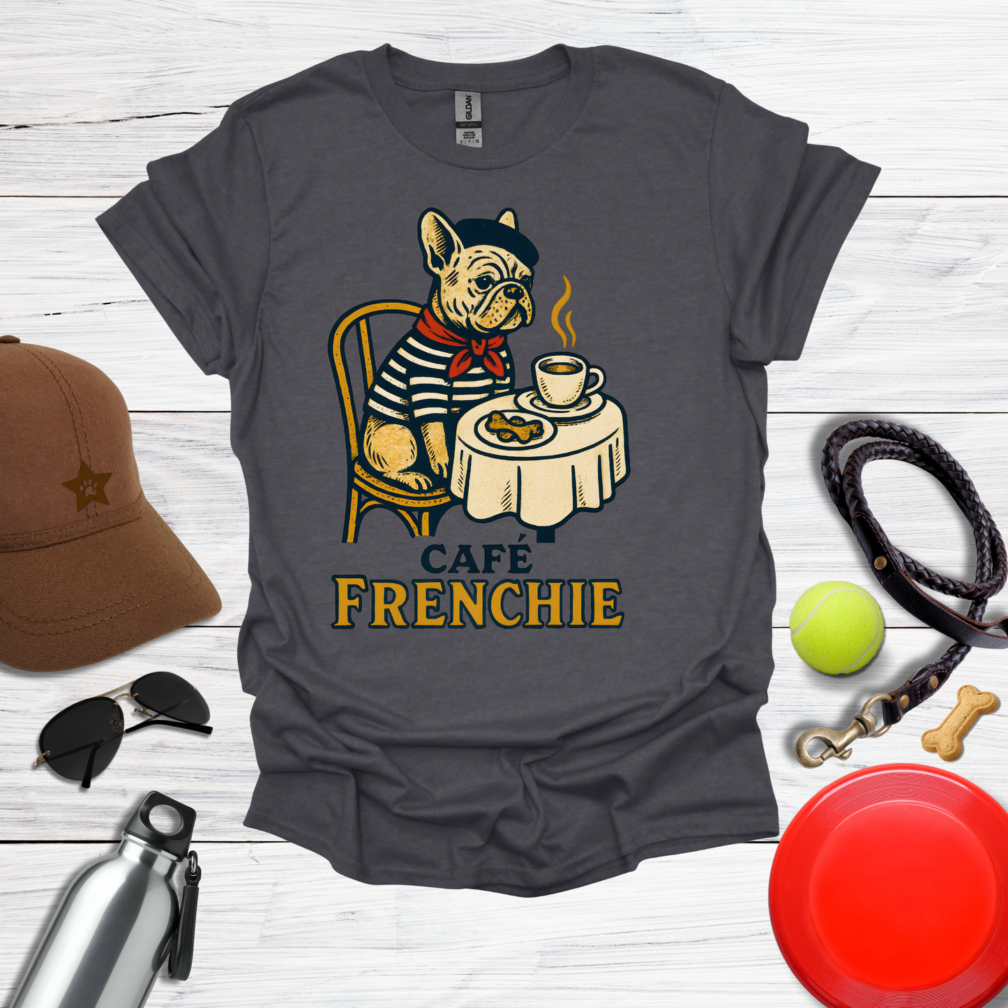Vintage French Bulldog Café T-Shirt