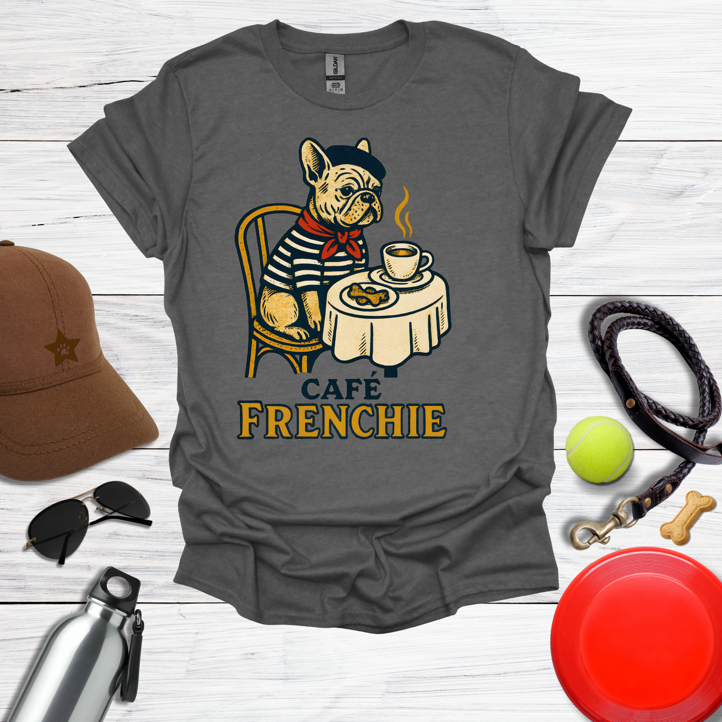 Vintage French Bulldog Café T-Shirt