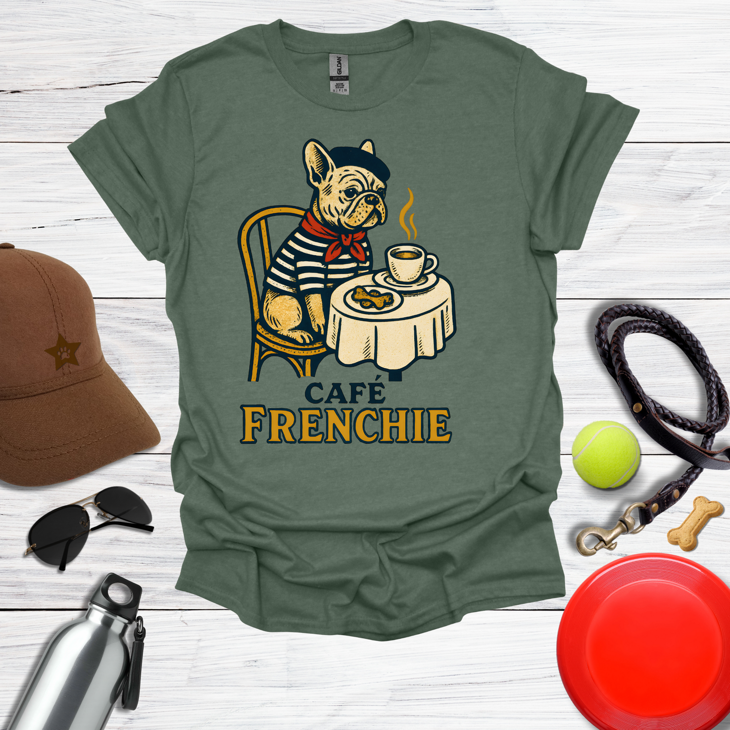 Vintage French Bulldog Café T-Shirt