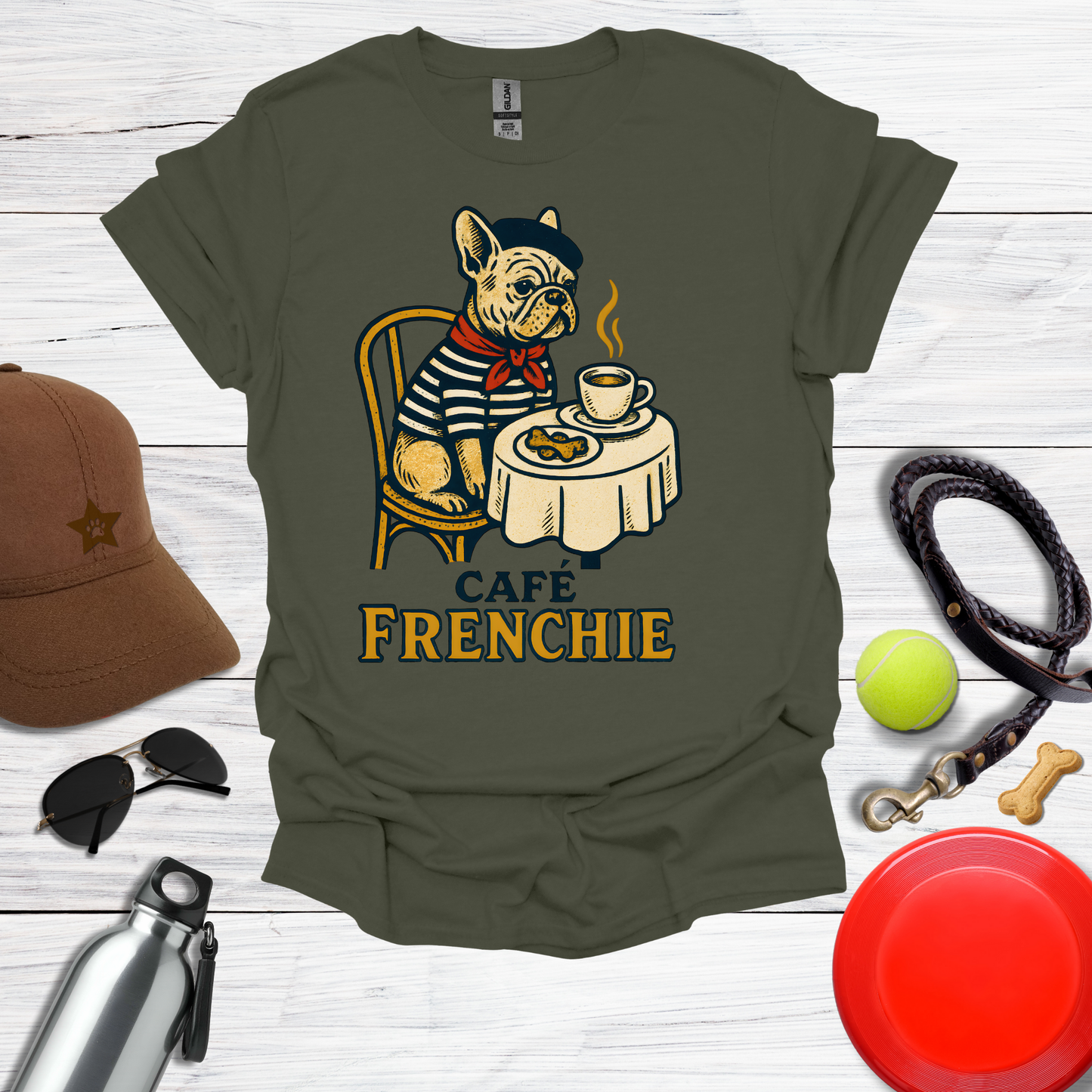 Vintage French Bulldog Café T-Shirt