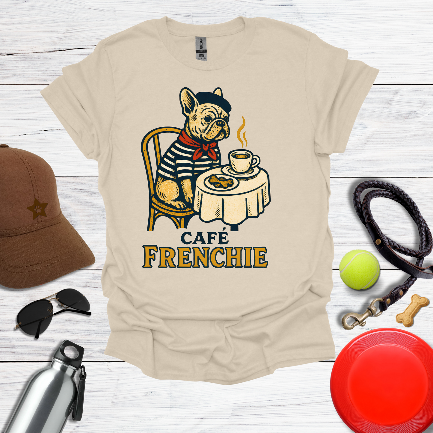 Vintage French Bulldog Café T-Shirt